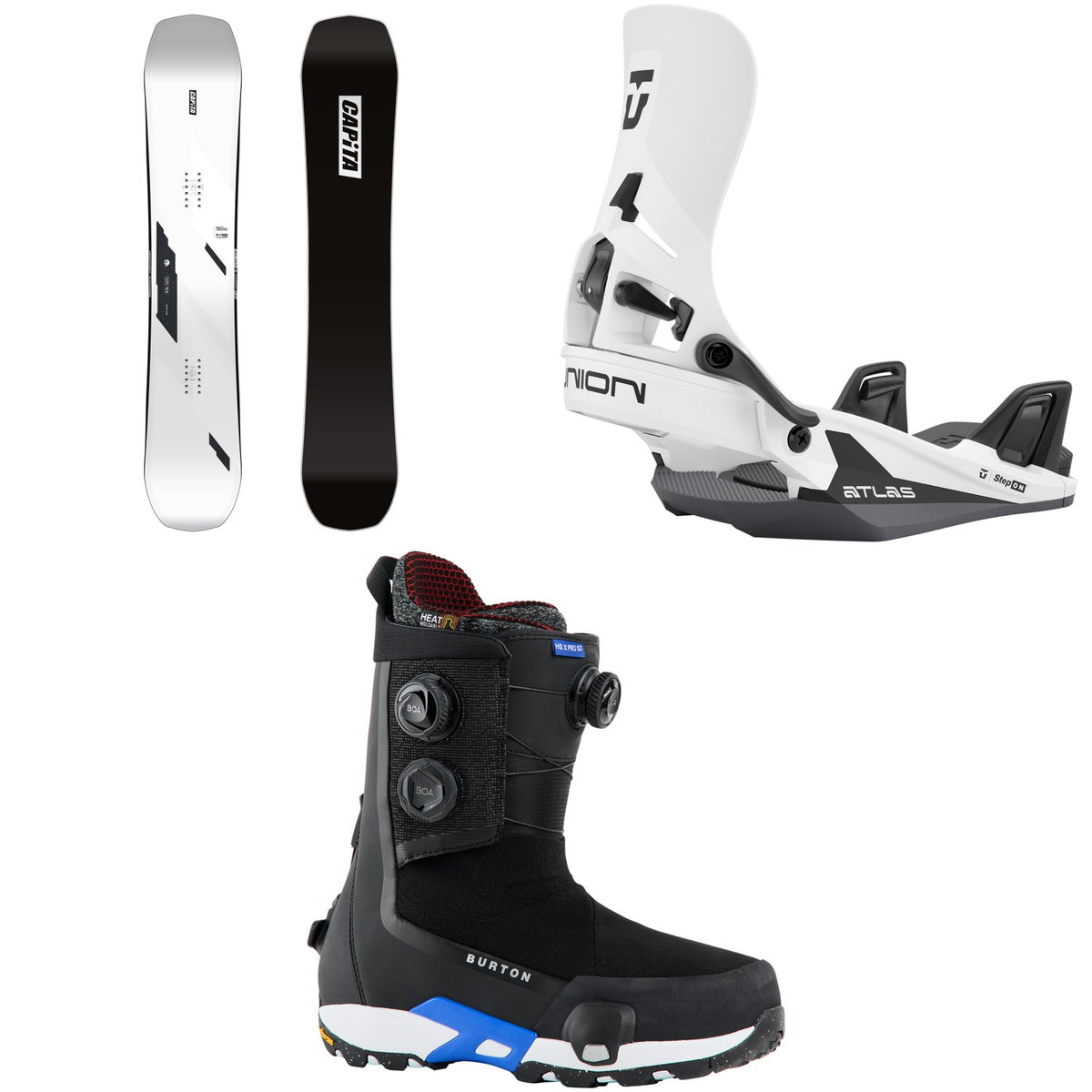 CAPiTA Mega Death Snowboard + Union Atlas Step On Snowboard Bindings + Burton Highshot X Pro Step On Snowboard Boots 2026
