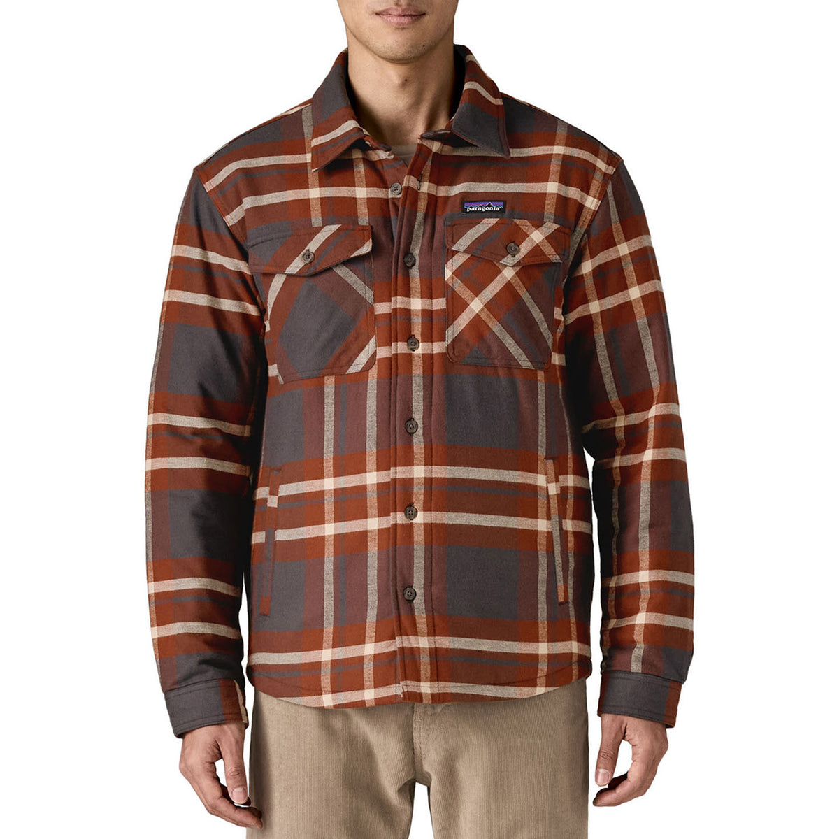 Patagonia Lightweight Insulated Fjord Flannel Shirt - Men's Ashore: Ink Black