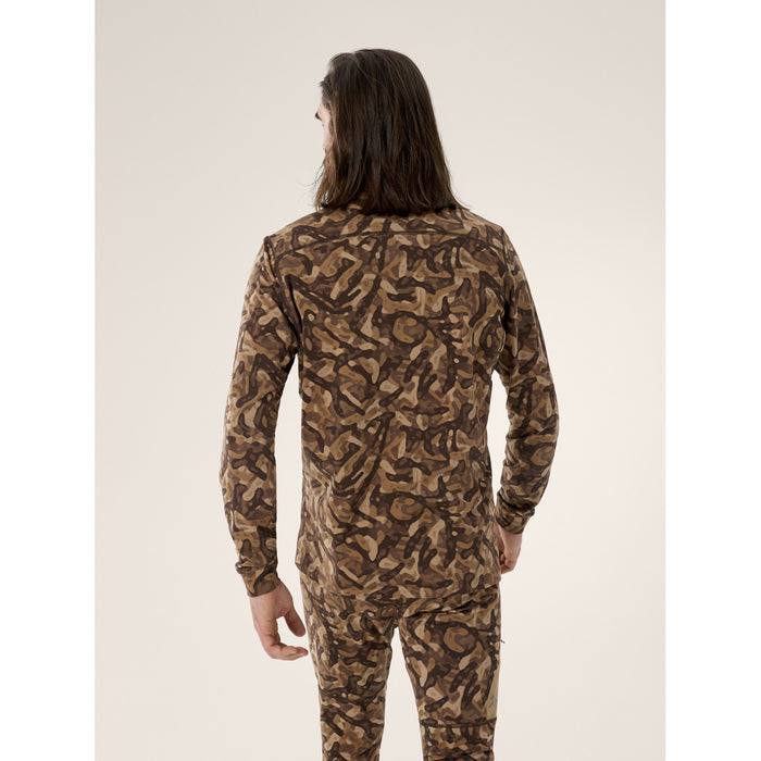 Arc'teryx Rho LT Zip Neck Print Top - Men's Carob Grottoflage