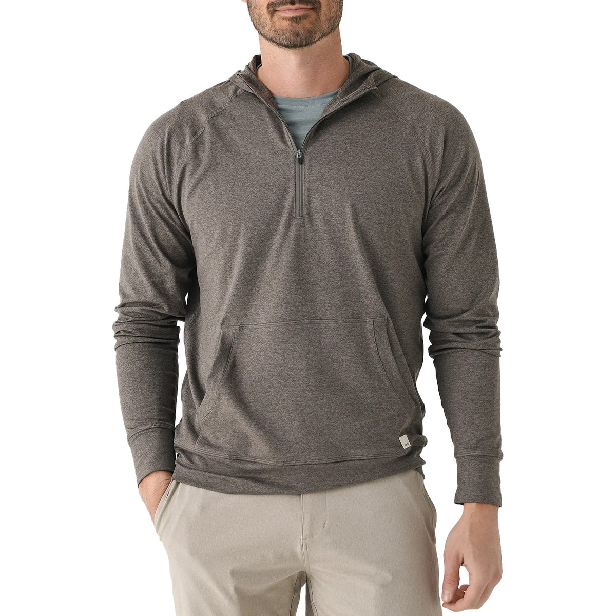 Vuori Ponto Performance 1/2 Zip Hoodie - Men's Warm Grey Heather