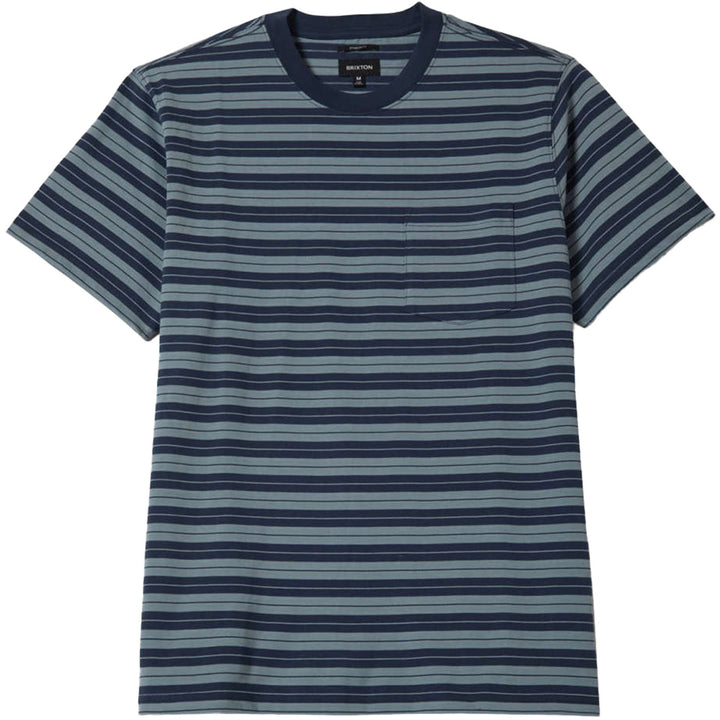 Brixton Nova Stripe Short-Sleeve Pocket T-Shirt - Men's Midnight Blue/Future Grey Worn Wash