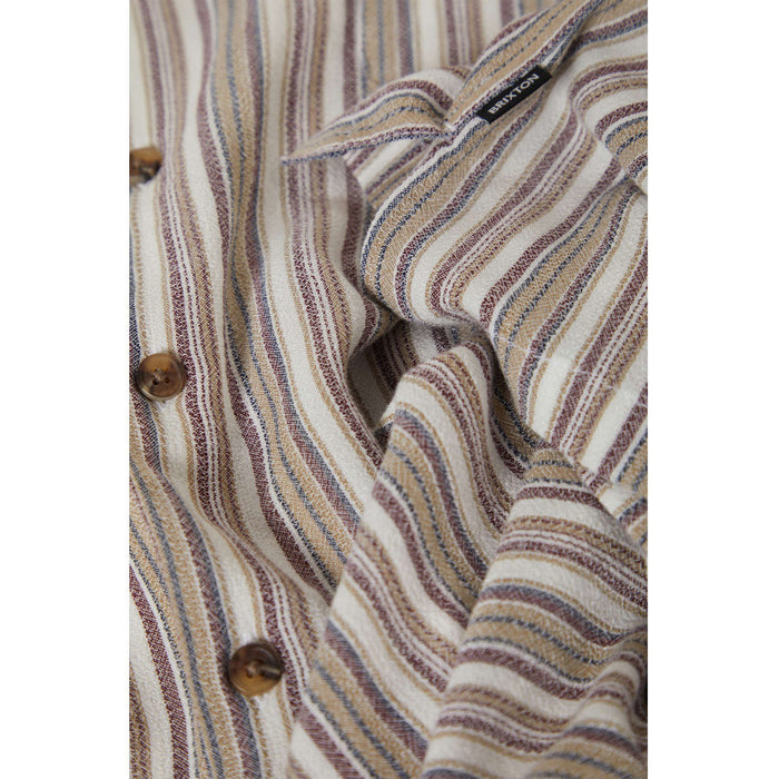 Brixton Bunker Twisted Stripe Shor-Sleeve Woven Shirt - Men's Robust Red
