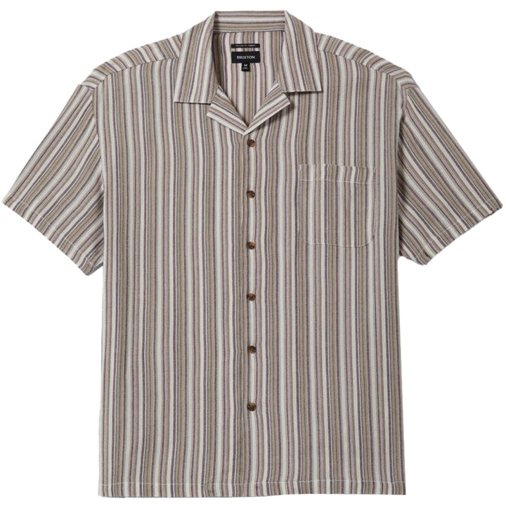 Brixton Bunker Twisted Stripe Shor-Sleeve Woven Shirt - Men's Robust Red