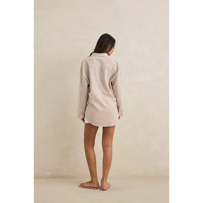 Rhythm Valley Stripe Oversized Shirt - Women's Tan