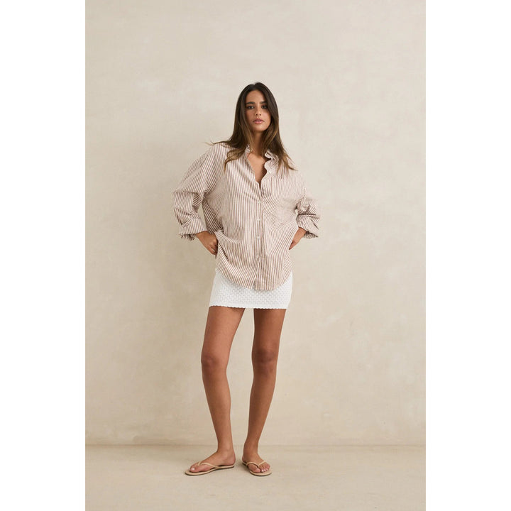 Rhythm Valley Stripe Oversized Shirt - Women's Tan