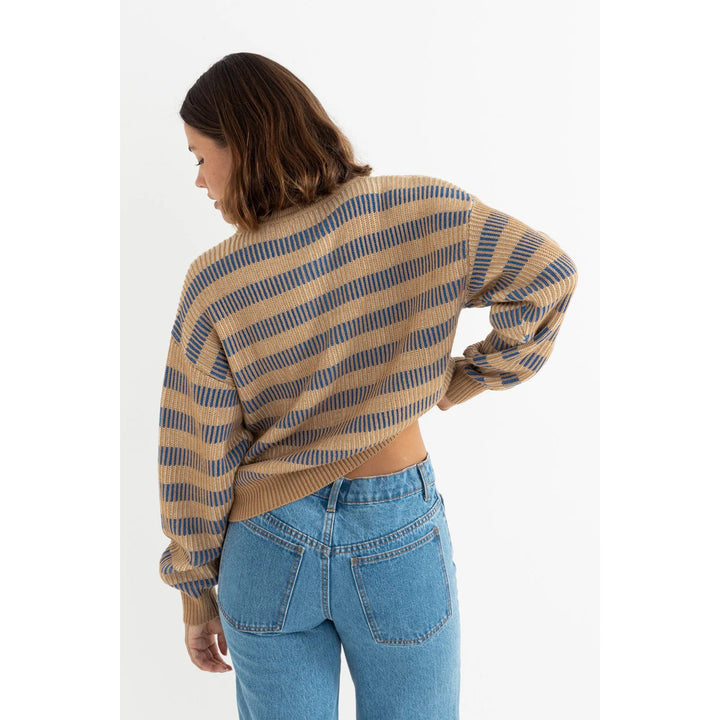 Rhythm Estelle Quarter Zip Striped Knit - Women's Cobalt