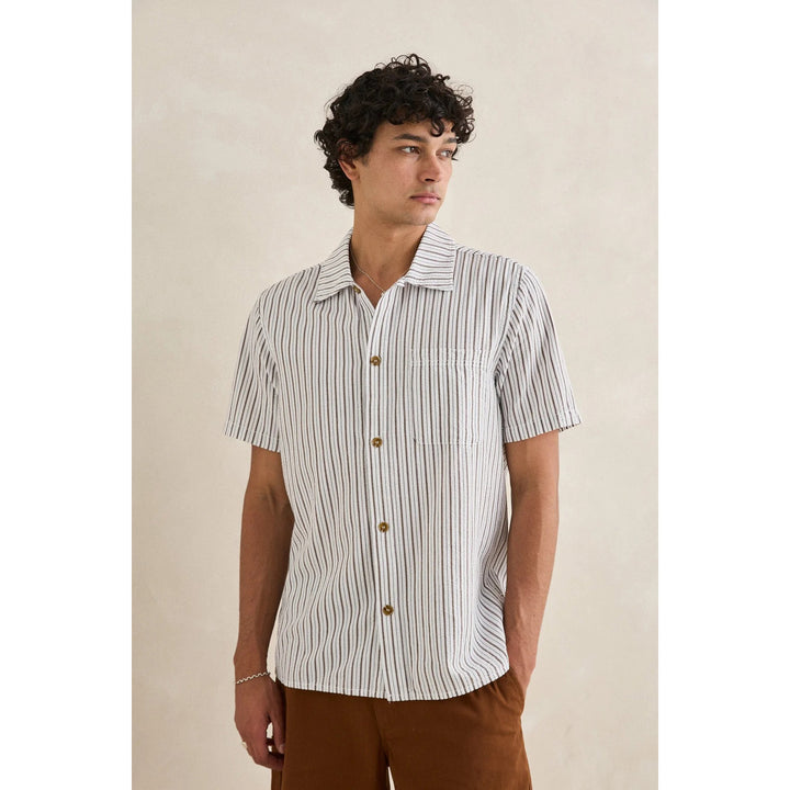 Rhythm Seersucker Stripe Short-Sleeve Shirt - Men's Cedar