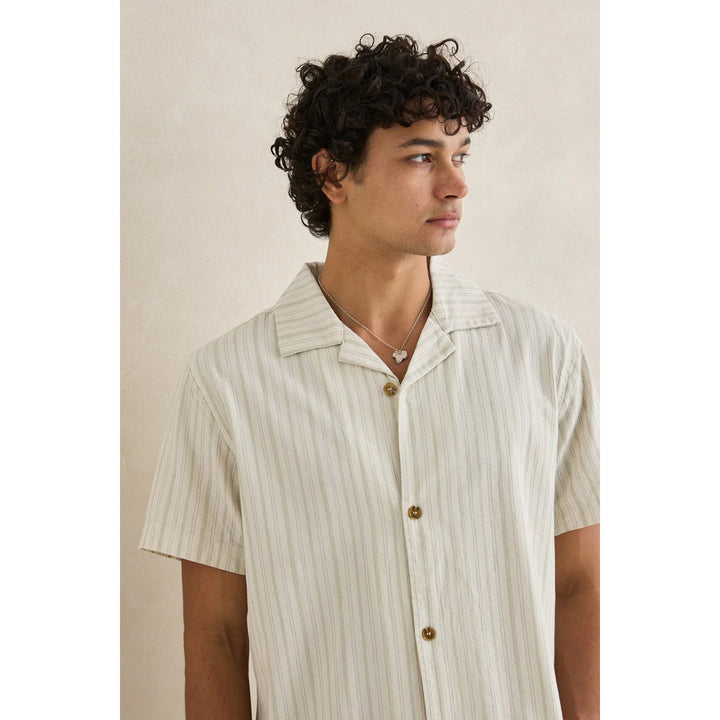 Rhythm Vacation Stripe Short-Sleeve Shirt - Men's Natural