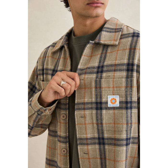 Rhythm Oscar Check Long-Sleeve Shirt - Men's Stone