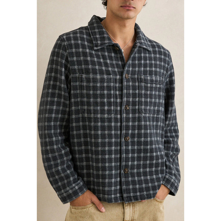 Rhythm Jacquard Check Long-Sleeve Shirt - Men's Charcoal