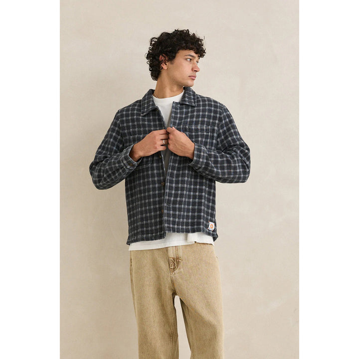 Rhythm Jacquard Check Long-Sleeve Shirt - Men's Charcoal