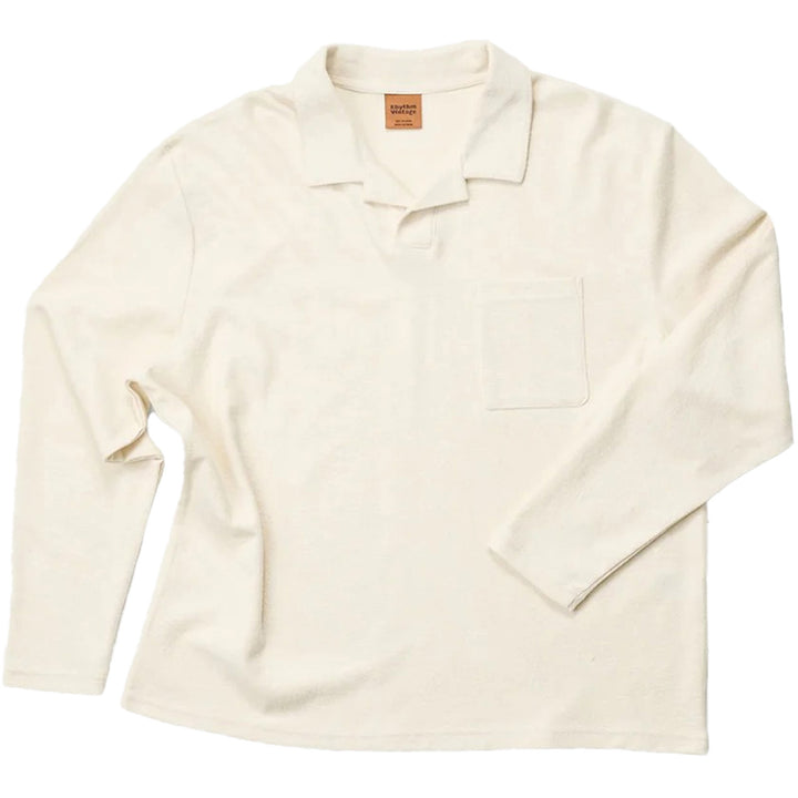 Rhythm Vintage Terry Long-Sleeve Polo - Men's Natural