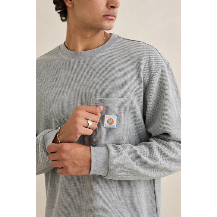Rhythm Vintage Pocket Long-Sleeve Waffle T-Shirt - Men's Grey Heather