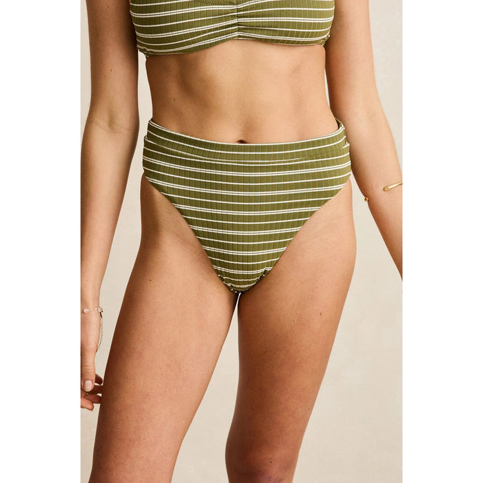 Rhythm Vista Stripe Band High Waist Swim Bottoms - Women's Olive