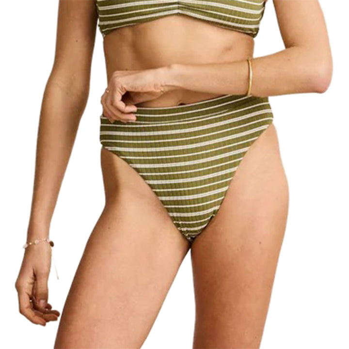 Rhythm Vista Stripe Band High Waist Swim Bottoms - Women's Olive