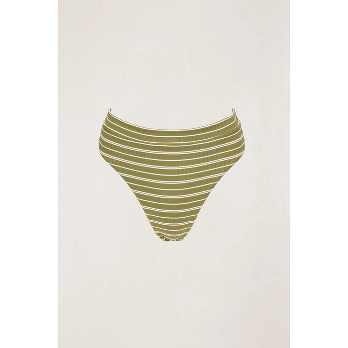 Rhythm Vista Stripe Band High Waist Swim Bottoms - Women's Olive