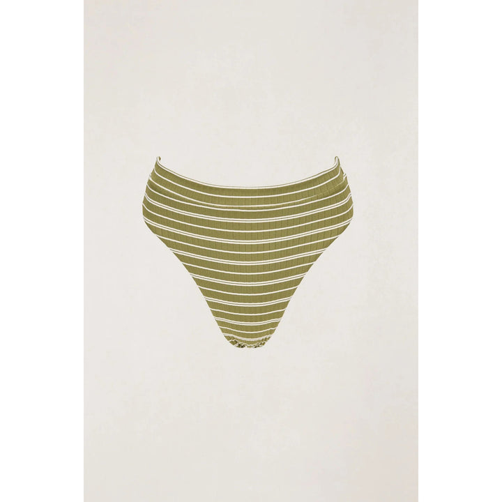 Rhythm Vista Stripe Band High Waist Swim Bottoms - Women's Olive