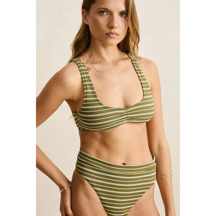 Rhythm Vista Stripe Crop Top - Women's Olive