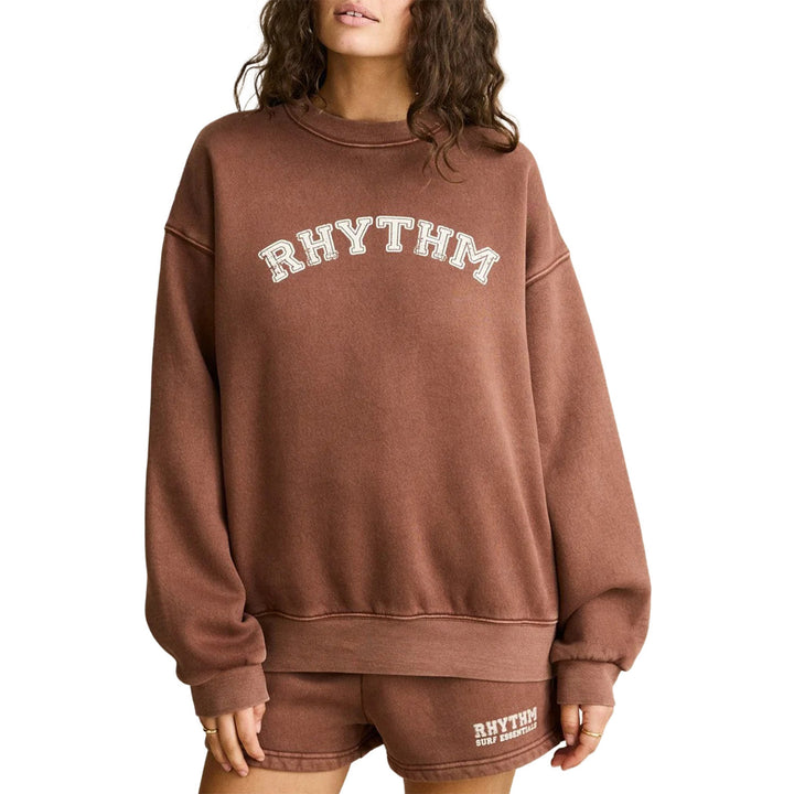 Rhythm Collegiate Oversized Crew Neck Fleece - Women's Chocolate