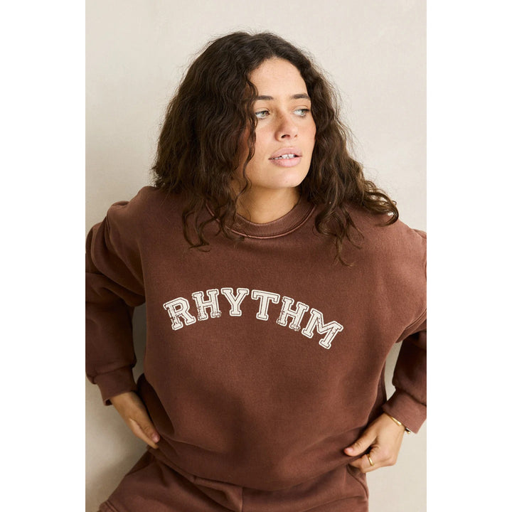 Rhythm Collegiate Oversized Crew Neck Fleece - Women's Chocolate