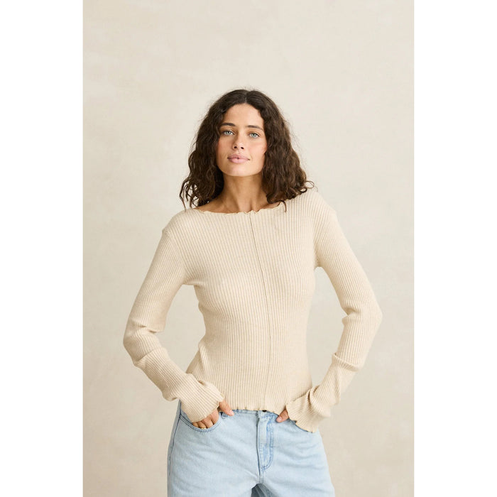 Rhythm Essential Long-Sleeve Knit Top - Women's White Marle