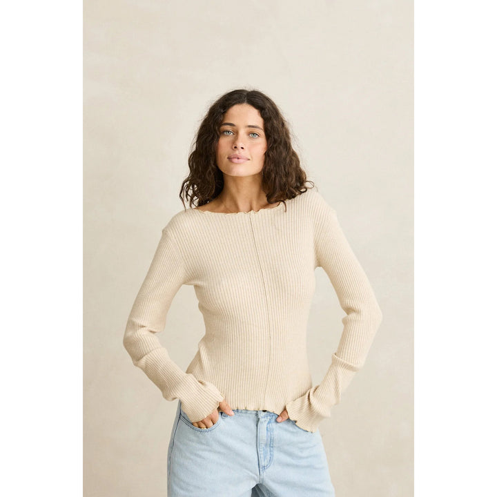 Rhythm Essential Long-Sleeve Knit Top - Women's White Marle