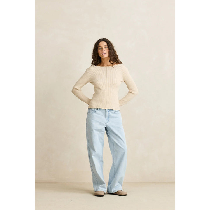 Rhythm Essential Long-Sleeve Knit Top - Women's White Marle