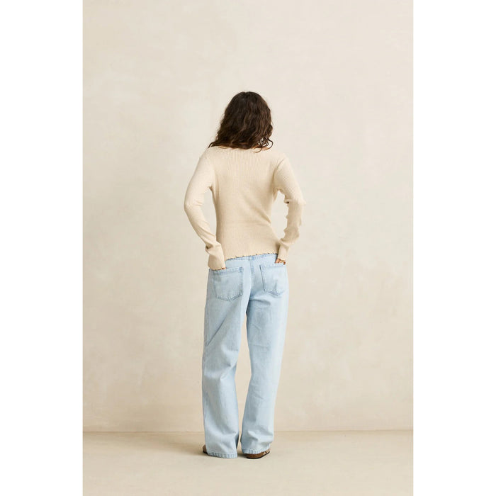 Rhythm Essential Long-Sleeve Knit Top - Women's White Marle