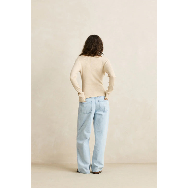 Rhythm Essential Long-Sleeve Knit Top - Women's White Marle