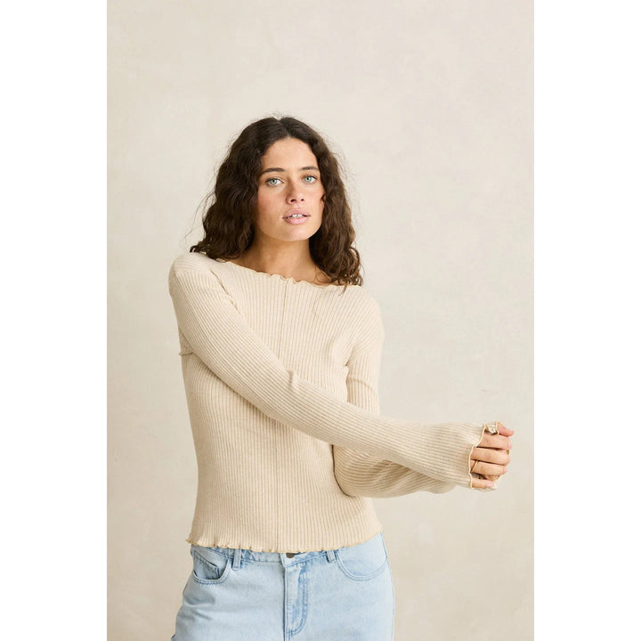 Rhythm Essential Long-Sleeve Knit Top - Women's White Marle