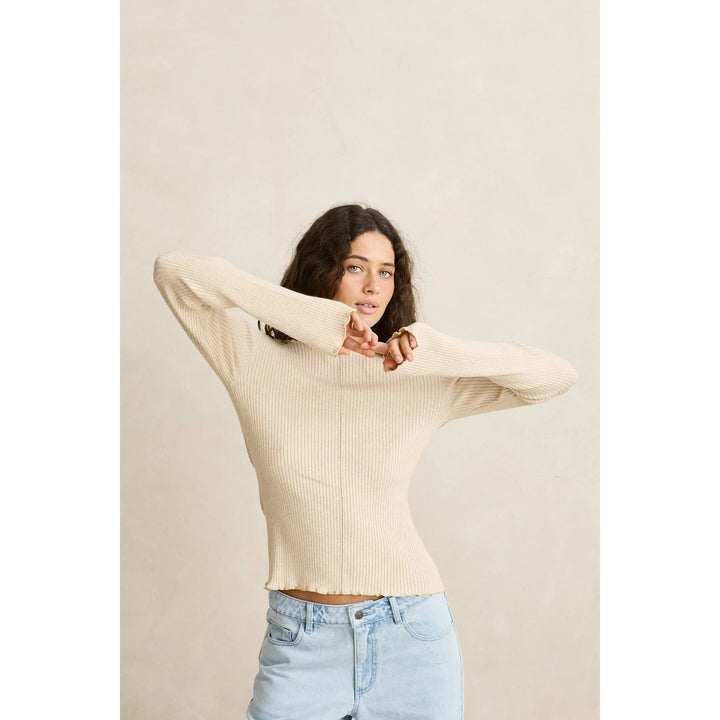Rhythm Essential Long-Sleeve Knit Top - Women's White Marle