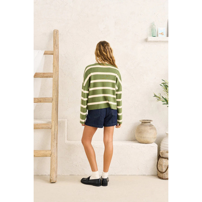 Rhythm Rugby Polo Knit Sweater - Women's Olive