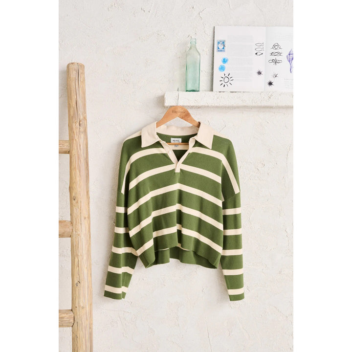 Rhythm Rugby Polo Knit Sweater - Women's Olive