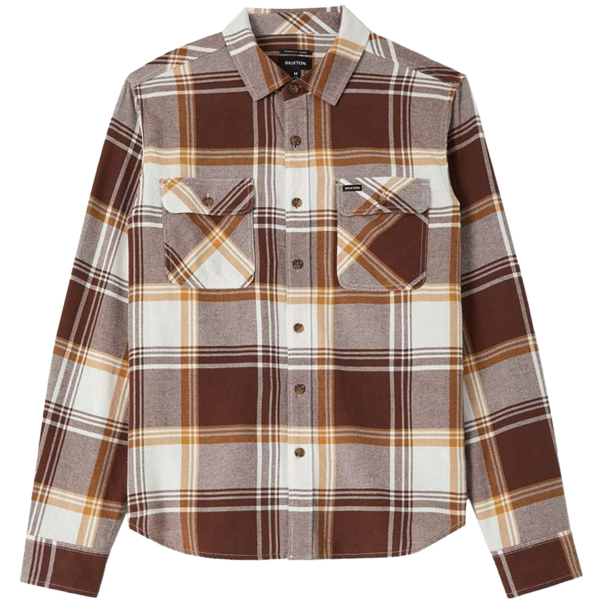 Brixton Bowery Lightweight Ultra Flannel - Men's Chocolate/Off White