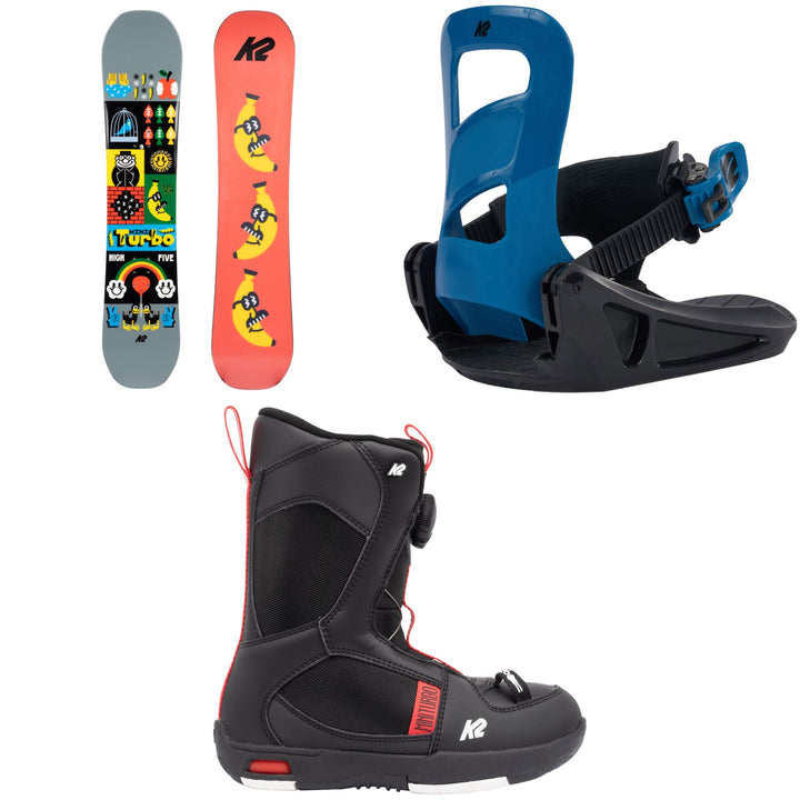 K2 Mini Turbo Snowboard + Mini Turbo Snowboard Bindings + Mini Turbo Snowboard Boots - Kids