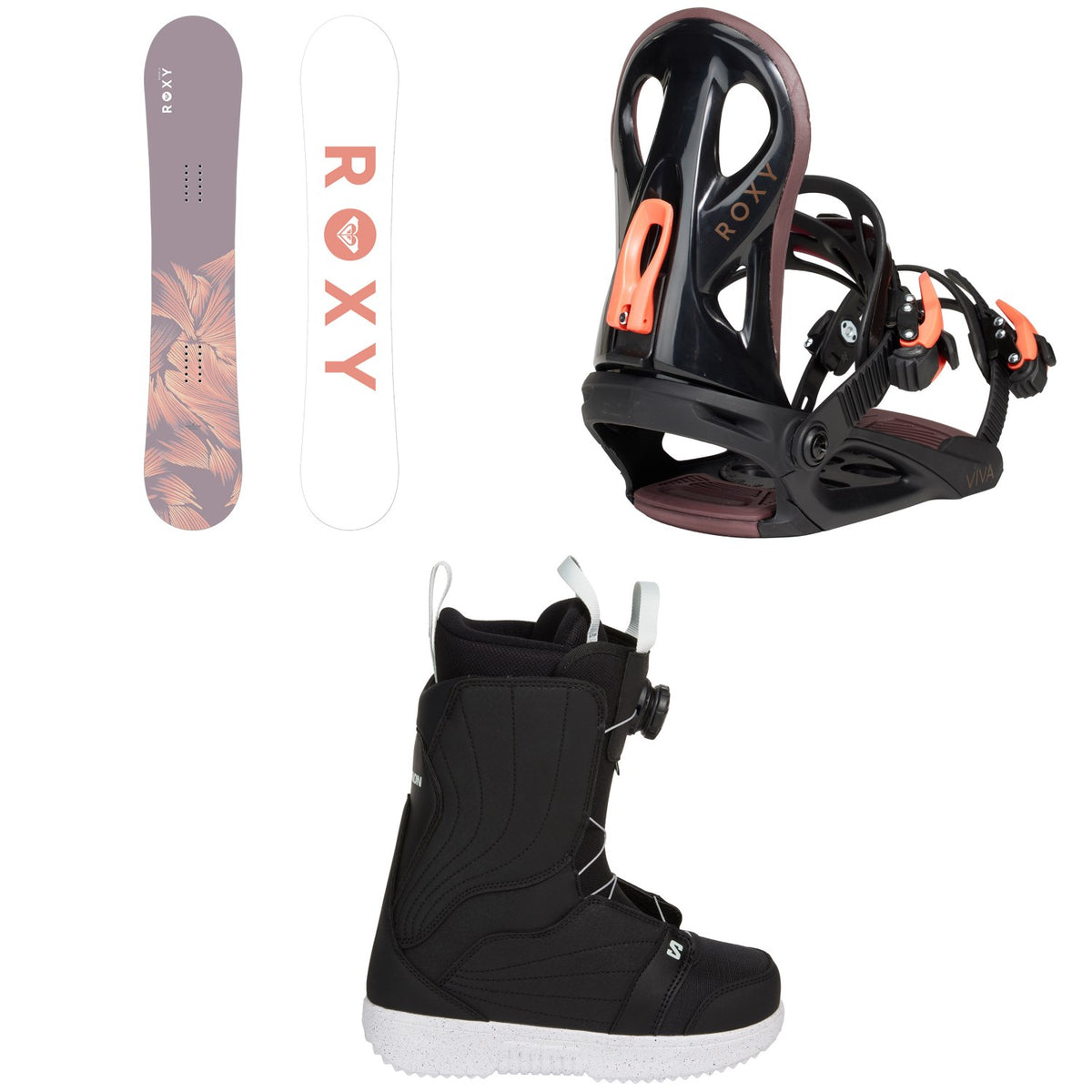 Roxy Raina C2 Snowboard + Viva LTD Snowboard Bindings + Salomon Pearl Boa X Snowboard Boots - Women's 2026