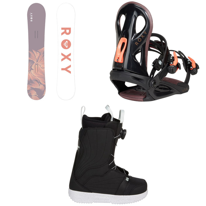 Roxy Raina C2 Snowboard + Viva LTD Snowboard Bindings + Salomon Pearl Boa X Snowboard Boots - Women's 2026