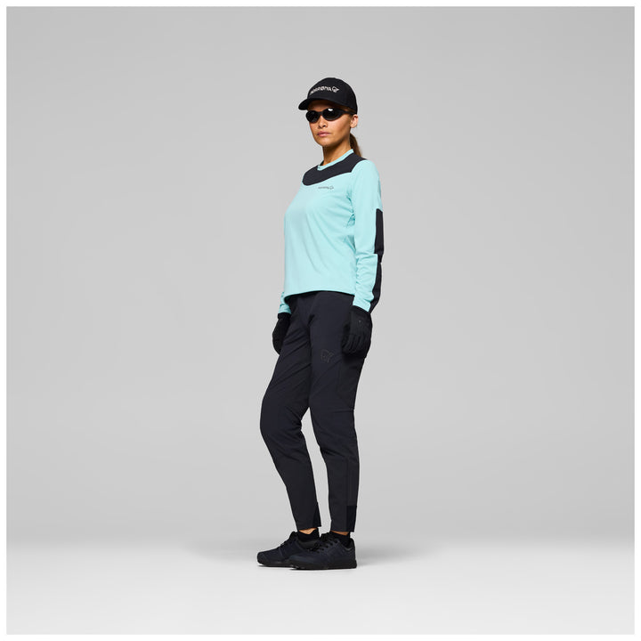 Norrona Skibotn Equaliser Tech Long-Sleeve Jersey - Women's Aqua Haze/Caviar Black
