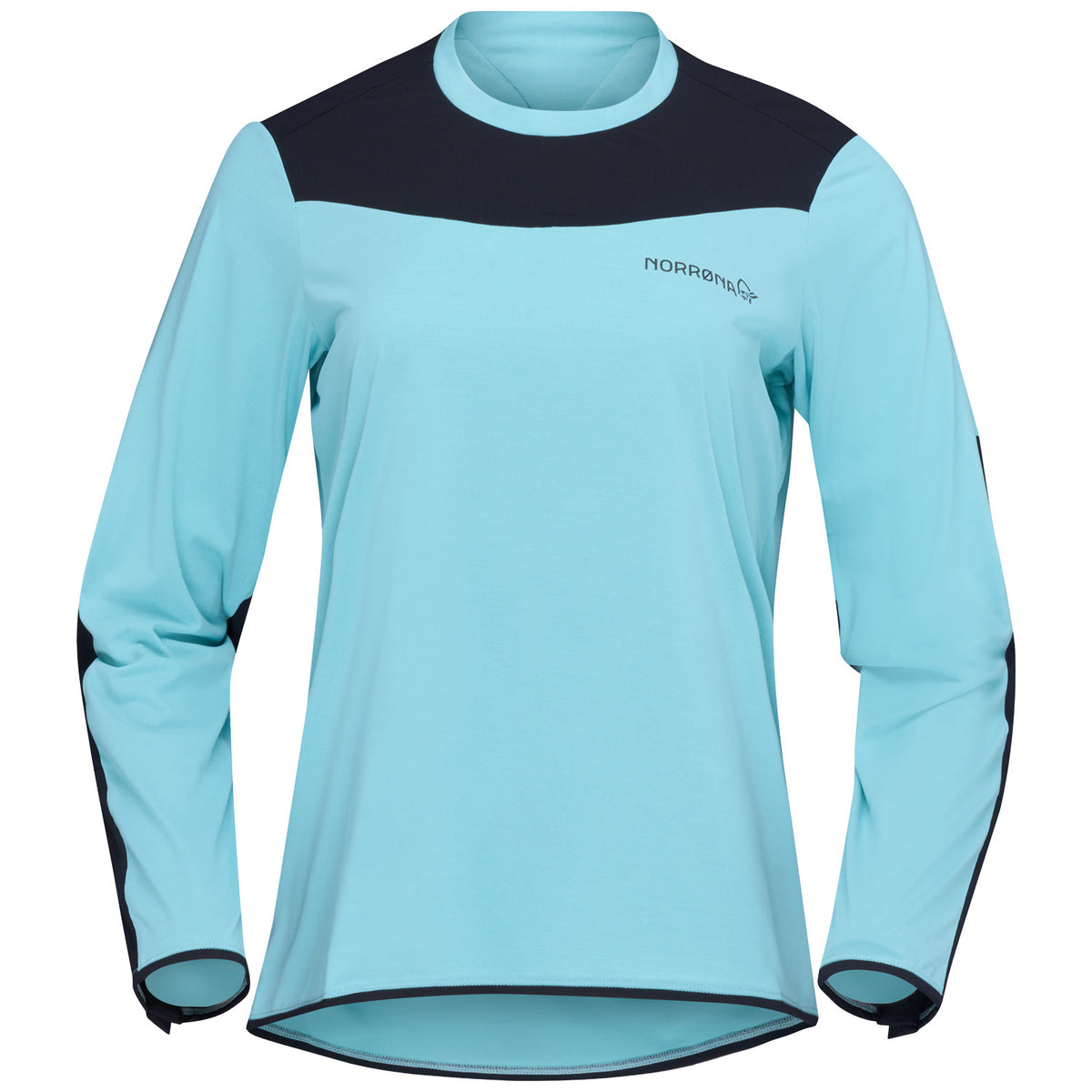 Norrona Skibotn Equaliser Tech Long-Sleeve Jersey - Women's Aqua Haze/Caviar Black