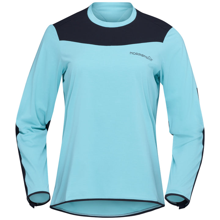 Norrona Skibotn Equaliser Tech Long-Sleeve Jersey - Women's Aqua Haze/Caviar Black