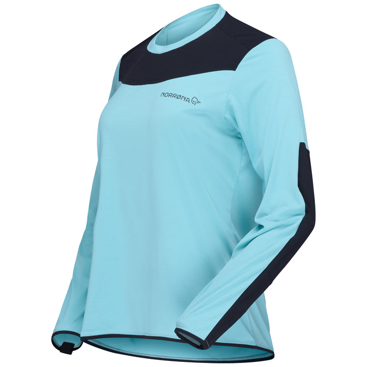 Norrona Skibotn Equaliser Tech Long-Sleeve Jersey - Women's Aqua Haze/Caviar Black
