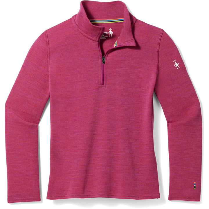 Smartwool Classic Thermal Merino Base Layer 1/4 Zip Top - Kids' Festive Fuchsia Heather