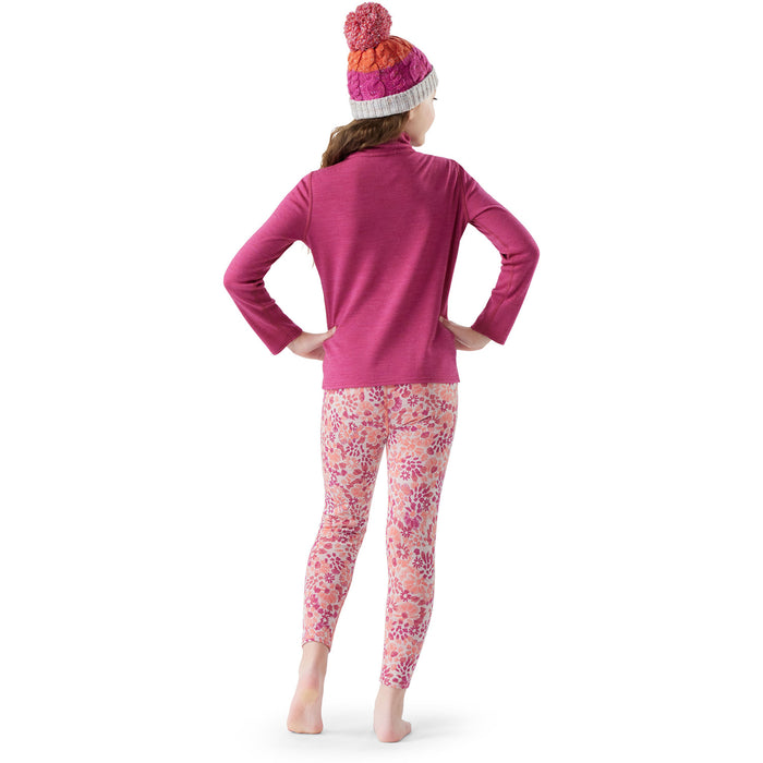 Smartwool Classic Thermal Merino Base Layer 1/4 Zip Top - Kids' Festive Fuchsia Heather