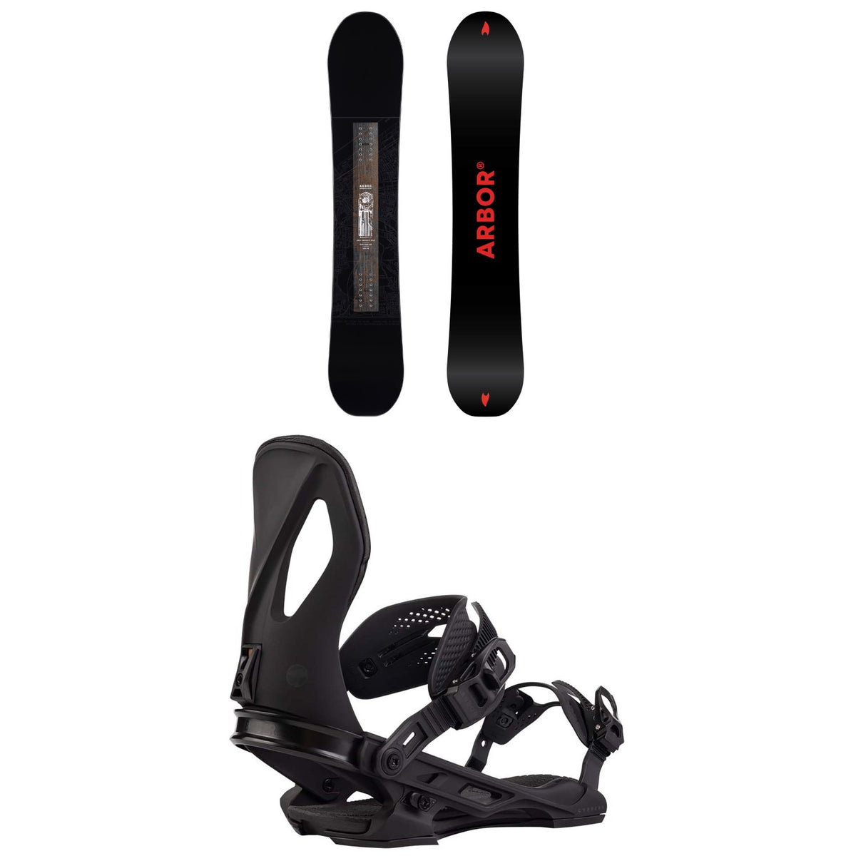 Arbor Red Gerard Pro Snowboard 2027 + Cypress Snowboard Bindings