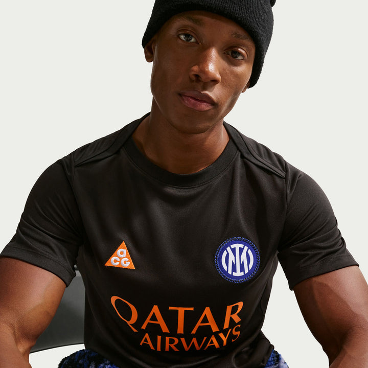 Nike Inter Milan Dri-Fit Academy Short-Sleeve Shirt - Men's Black/Safety Orange