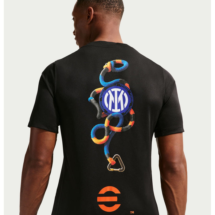 Nike Inter Milan Dri-Fit Academy Short-Sleeve Shirt - Men's Black/Safety Orange