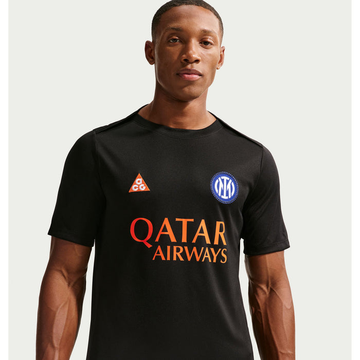 Nike Inter Milan Dri-Fit Academy Short-Sleeve Shirt - Men's Black/Safety Orange