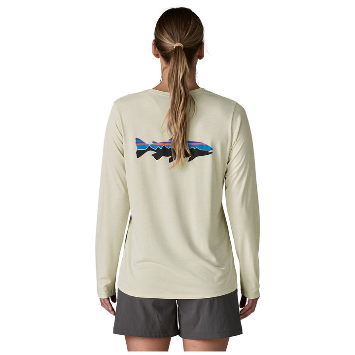 Patagonia Long-Sleeve Cap Cool-Fitz Roy Trout Shirt - Women's Dyno White