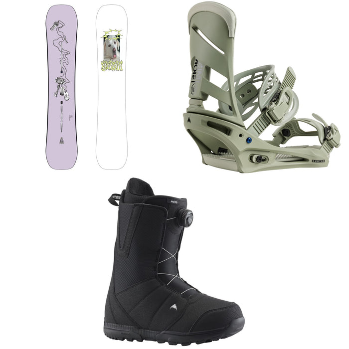 Burton Good Company Snowboard + Mission Snowboard Bindings + Moto Boa Snowboard Boots 2026