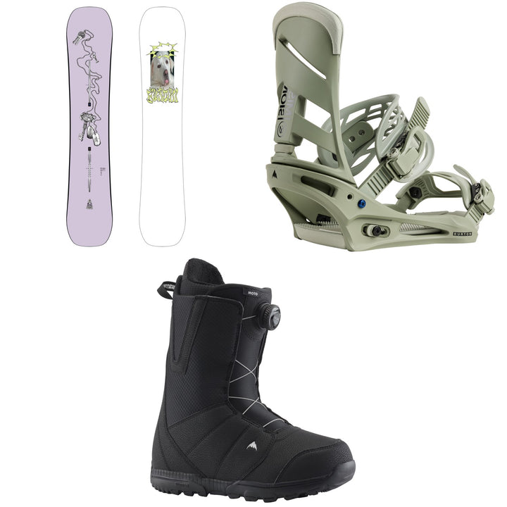 Burton Good Company Snowboard + Mission Snowboard Bindings + Moto Boa Snowboard Boots 2026